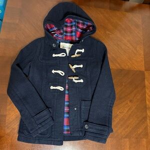 Abercrombie & Fitch Kids-XL Wool Black Toggle Coat Preppy Plaid Lining